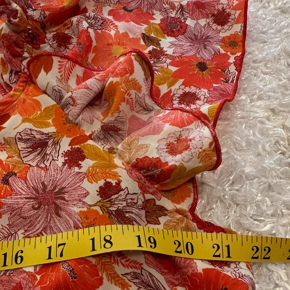 Status by Chenault Orange Floral Flutter Sleeve Blouse Size Large - Picture 6 of 9